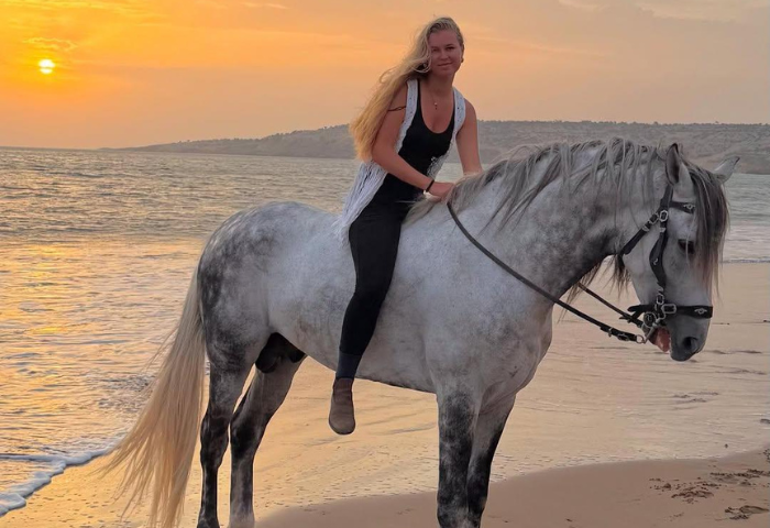 Sunset horse ride on the beach in Taghazout, Morocco