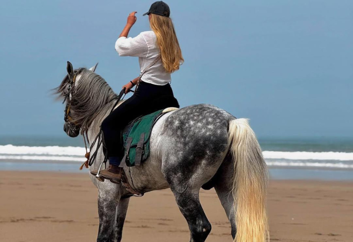 Morning horse ride along the beach trails near Taghazout, Morocco