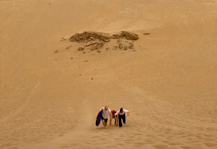 trip to Timlalin Desert dunes near Agadir with sweeping views of the Atlantic Ocean