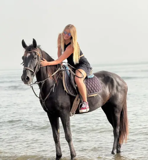 Morning horse ride along Taghazout’s Golden Beach with ocean views and soft sand