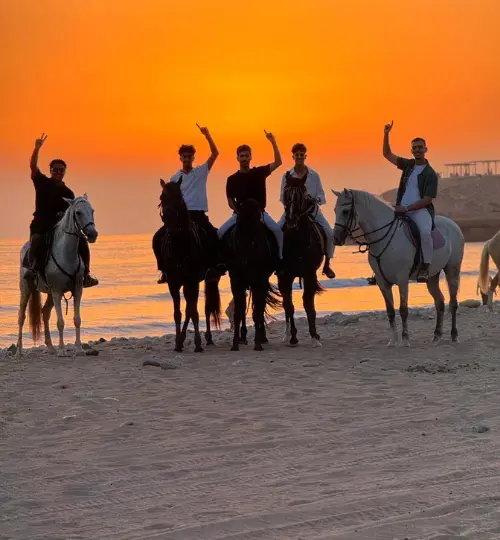 Sunset horse ride along the beaches of Taghazout and Agadir with ocean views