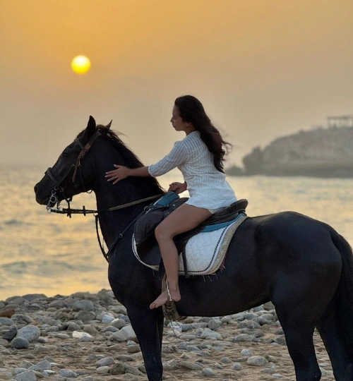 Sunset horse ride along the beaches of Taghazout and Agadir with ocean views