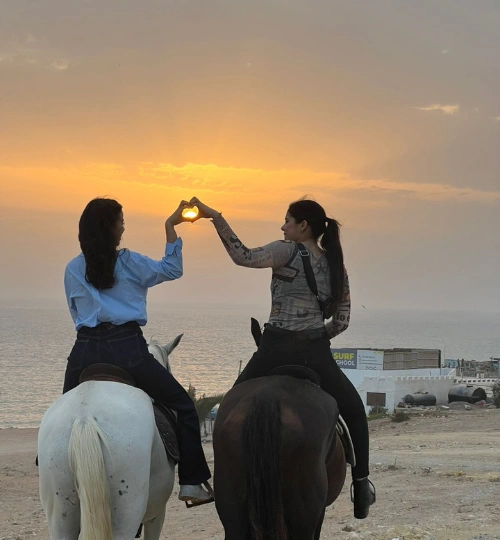 Sunset horse ride along the beaches of Taghazout and Agadir with ocean views