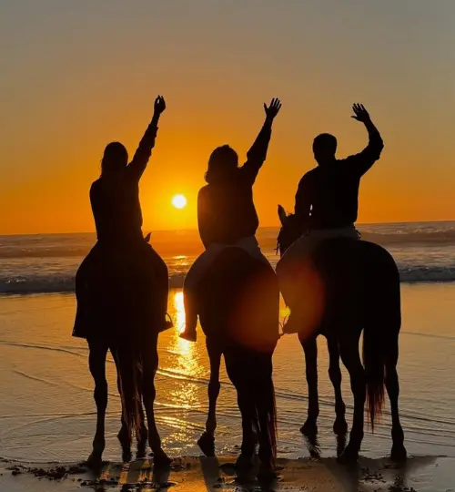 Private sunset horse ride on the beach in Taghazout and Agadir with ocean views