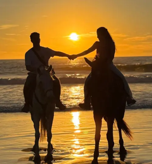 Private sunset horse ride on the beach in Taghazout and Agadir with ocean views